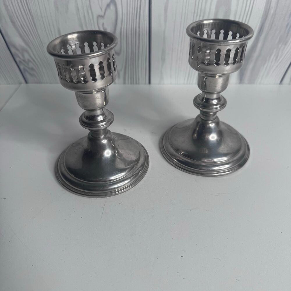 Vintage Reed Barton Pewter Candlesticks/Candle Holders 891 Vented 6”